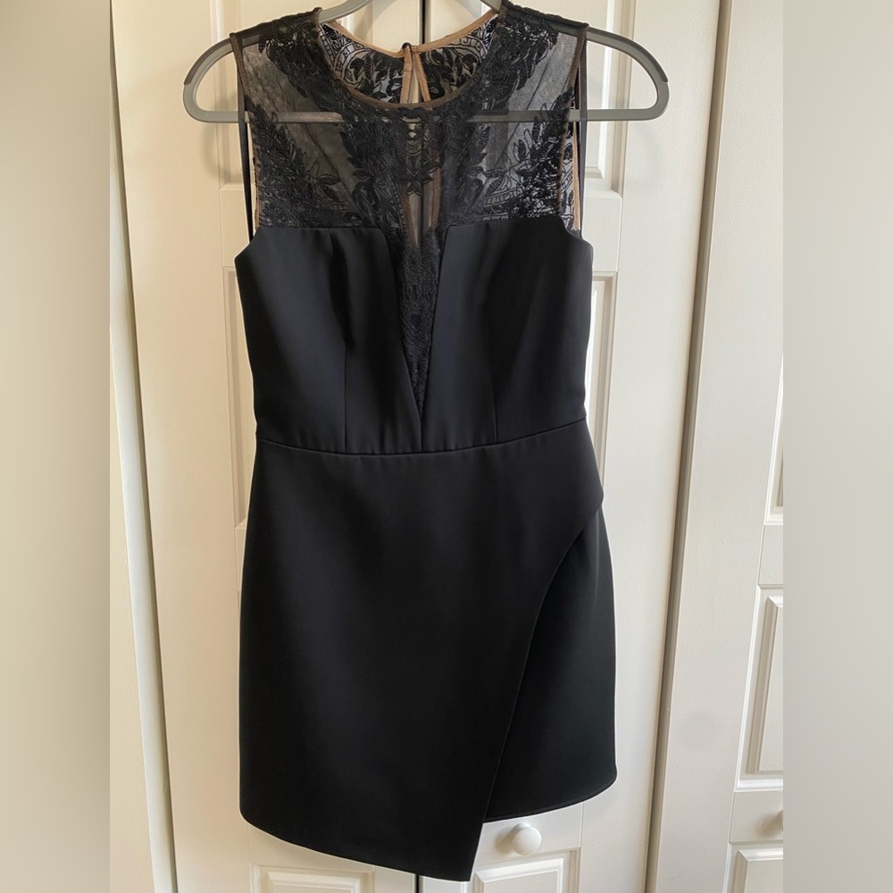 BCBG - little black dress with sheer lace top